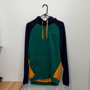 Nike Dri-Fit Hoodie - blue green and yellow - mens L
